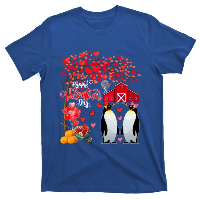 Happy Valentine's Day Cute Hearts Tree Couple Penguins Lover Meaningful Gift T-Shirt