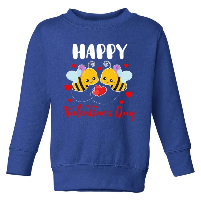 Happy Valentine's Day Couple Bees Funny Insect Lover Gift Toddler Sweatshirt