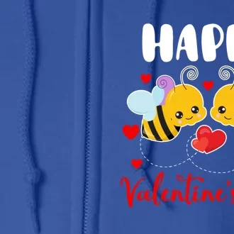 Happy Valentine's Day Couple Bees Funny Insect Lover Gift Full Zip Hoodie