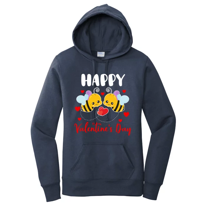 Happy Valentine's Day Couple Bees Funny Insect Lover Gift Women's Pullover Hoodie