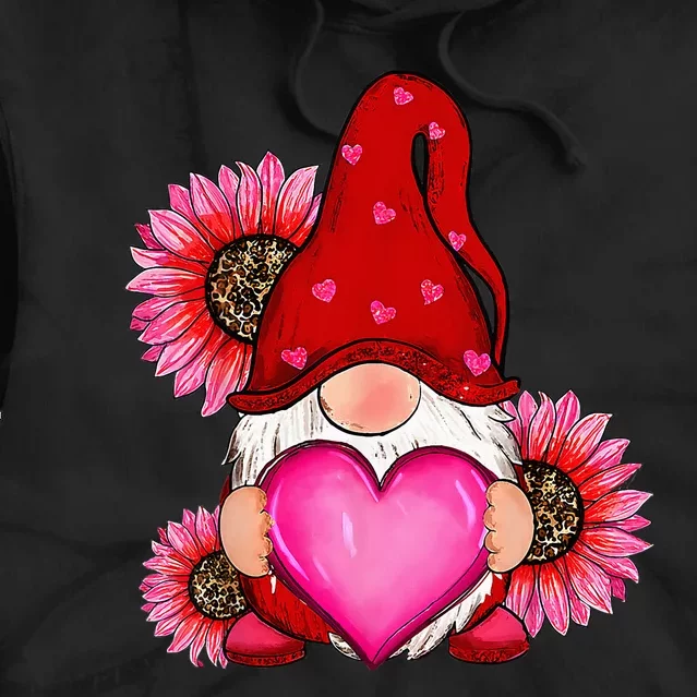 Happy ValentineS Day Gnome With Leopard Sunflower Valentine Tie Dye Hoodie