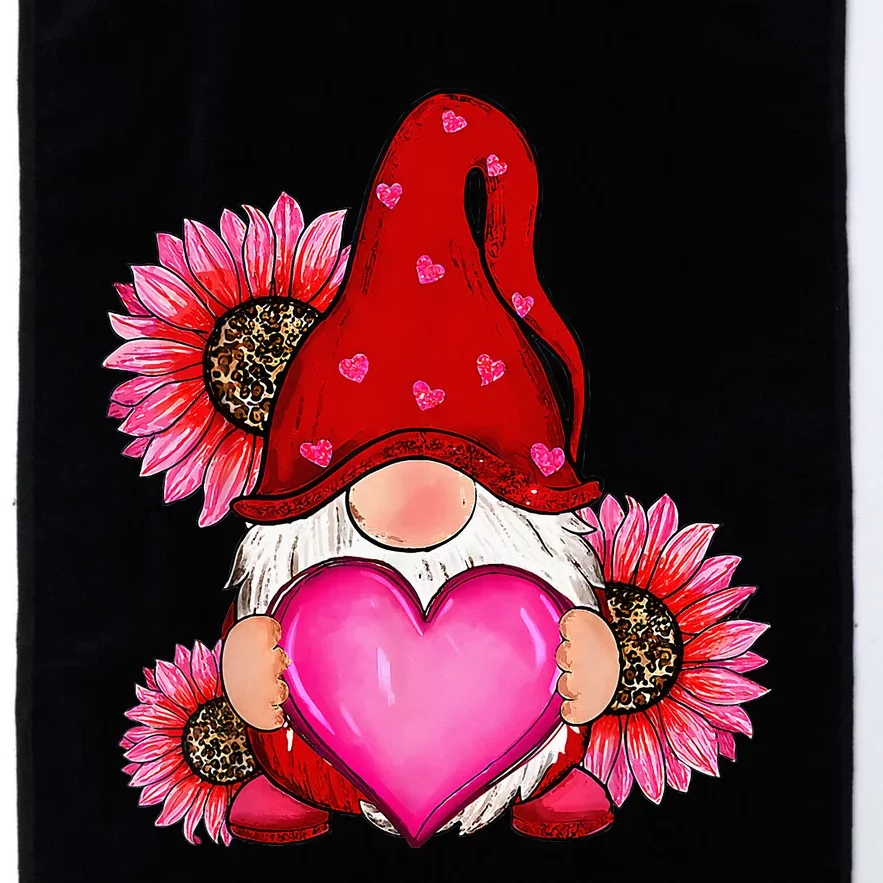 Happy ValentineS Day Gnome With Leopard Sunflower Valentine Platinum Collection Golf Towel