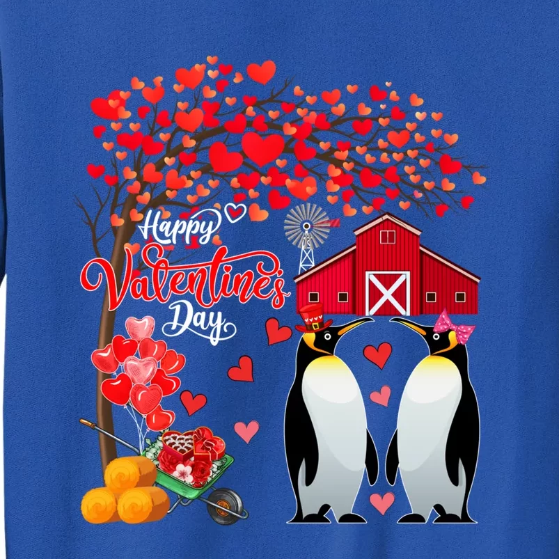 Happy Valentine's Day Cute Hearts Tree Couple Penguins Lover Gift Tall Sweatshirt