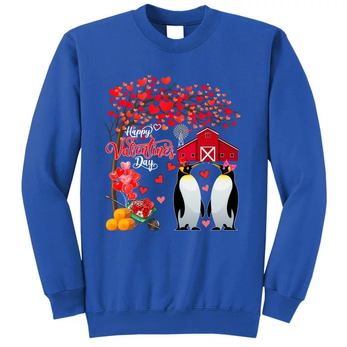 Happy Valentine's Day Cute Hearts Tree Couple Penguins Lover Gift Tall Sweatshirt