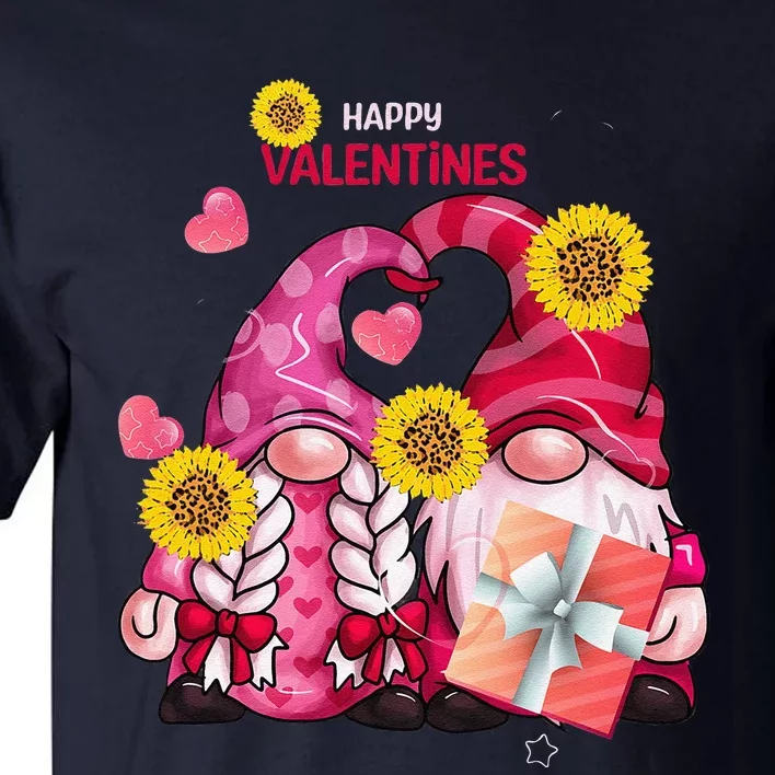 Happy Valentines Day Gnomes With Leopard Sunflower Gnome Tall T-Shirt