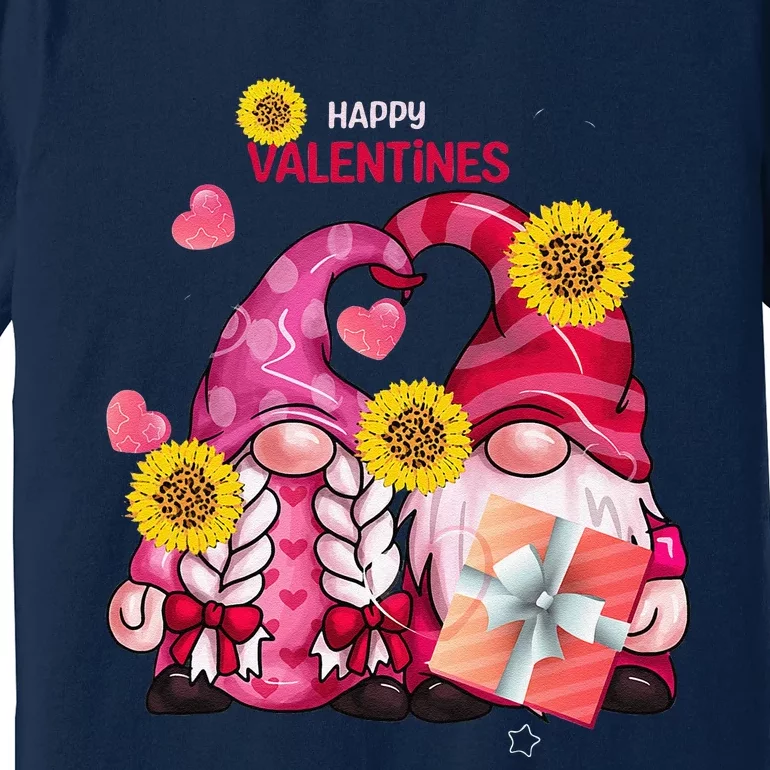 Happy Valentines Day Gnomes With Leopard Sunflower Gnome Premium T-Shirt