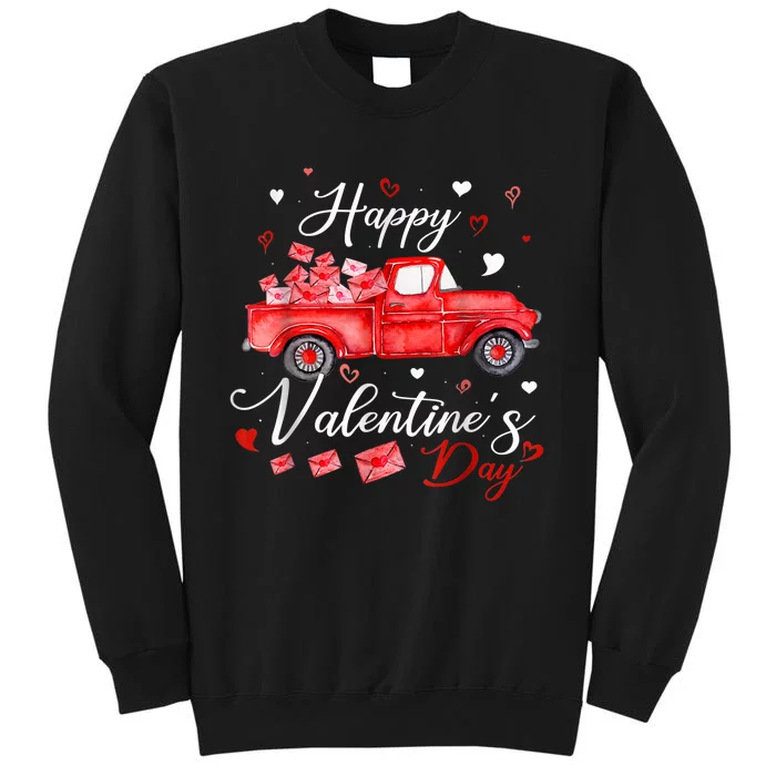 Happy Valentines Day Red Truck With Letters Postal Worker Tall Sweatshirt