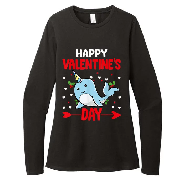 Happy Valentine's Day Narwhal Happy Valentine's Day Outfits Womens CVC Long Sleeve Shirt