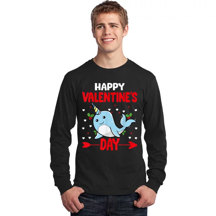 Happy Valentine's Day Narwhal Happy Valentine's Day Outfits Tall Long Sleeve T-Shirt