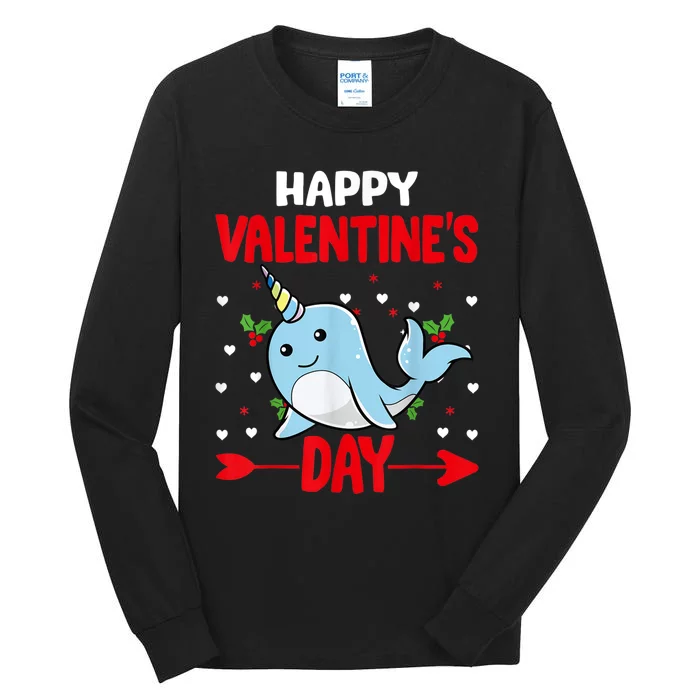 Happy Valentine's Day Narwhal Happy Valentine's Day Outfits Tall Long Sleeve T-Shirt