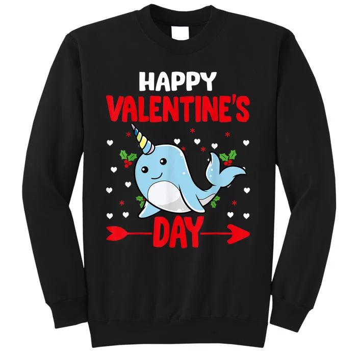 Happy Valentine's Day Narwhal Happy Valentine's Day Outfits Tall Sweatshirt