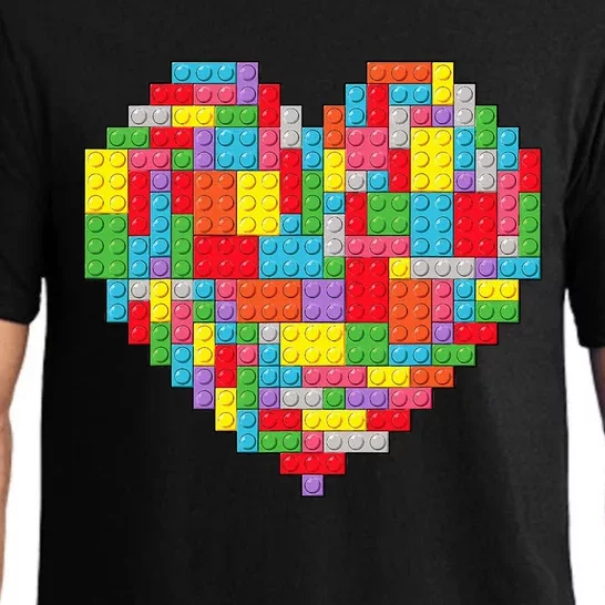 Heart Valentines Day Master Builder Block Brick Building Pajama Set