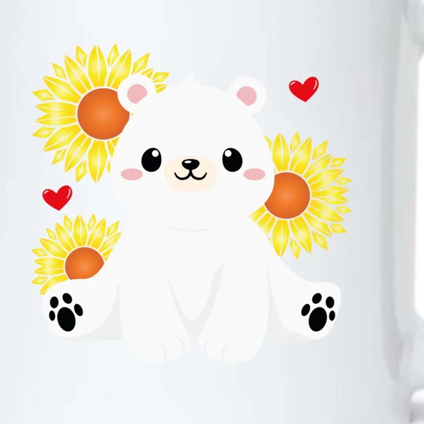 Happy Valentine's Day Polar Bear Sunflower Heart Valentine Great Gift Black Color Changing Mug