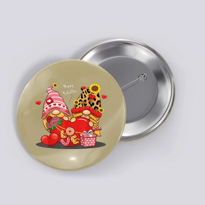 Happy Valentines Day Gnomes With Leopard Sunflower Valentine Cute Day Button