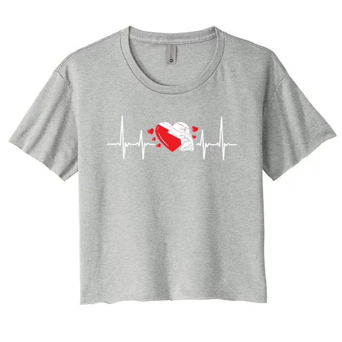 Heartbeat Valentines Day Painter Cute Gift Women's Crop Top Tee