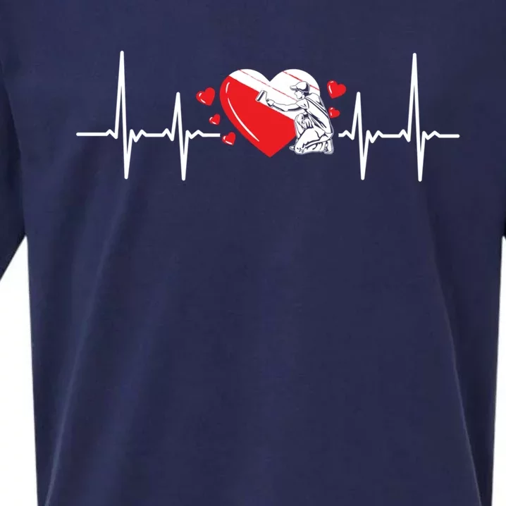 Heartbeat Valentines Day Painter Cute Gift Sueded Cloud Jersey T-Shirt