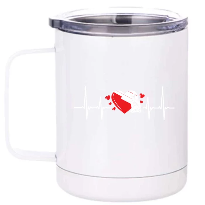 Heartbeat Valentines Day Painter Cute Gift Front & Back 12oz Stainless Steel Tumbler Cup