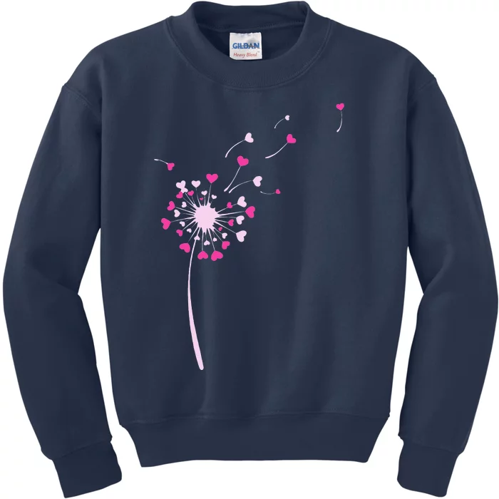 Happy Valentine's Day Cute Dandelion Hearts Romantic Graphic Kids Sweatshirt