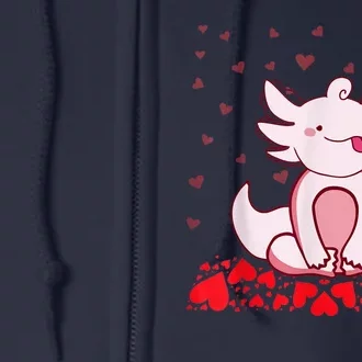 Happy Valentines Day Cute Axolotl Heart Valentines Day Full Zip Hoodie