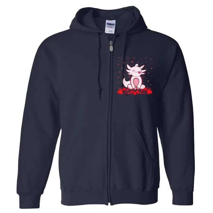 Happy Valentines Day Cute Axolotl Heart Valentines Day Full Zip Hoodie