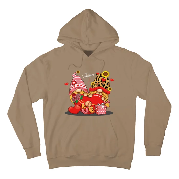 Happy Valentines Day Gnomes With Leopard Sunflower Valentine Cute Hoodie