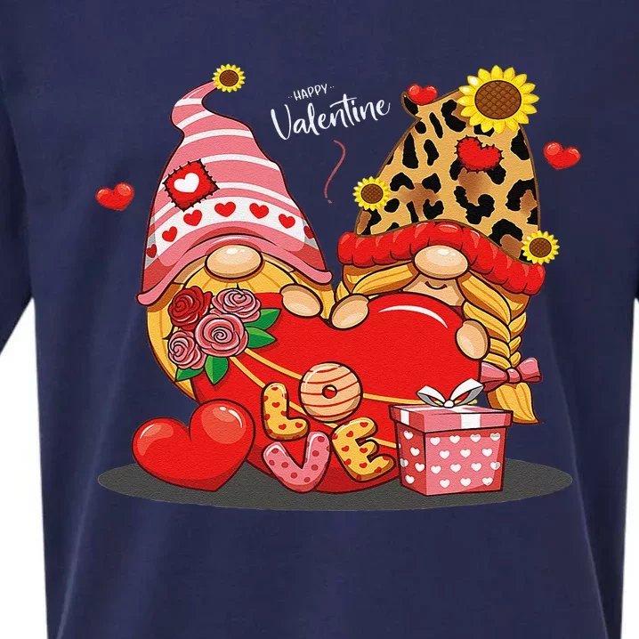 Happy Valentines Day Gnomes With Leopard Sunflower Valentine Cute Sueded Cloud Jersey T-Shirt