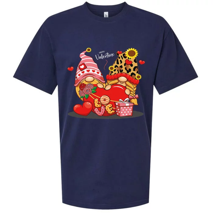 Happy Valentines Day Gnomes With Leopard Sunflower Valentine Cute Sueded Cloud Jersey T-Shirt