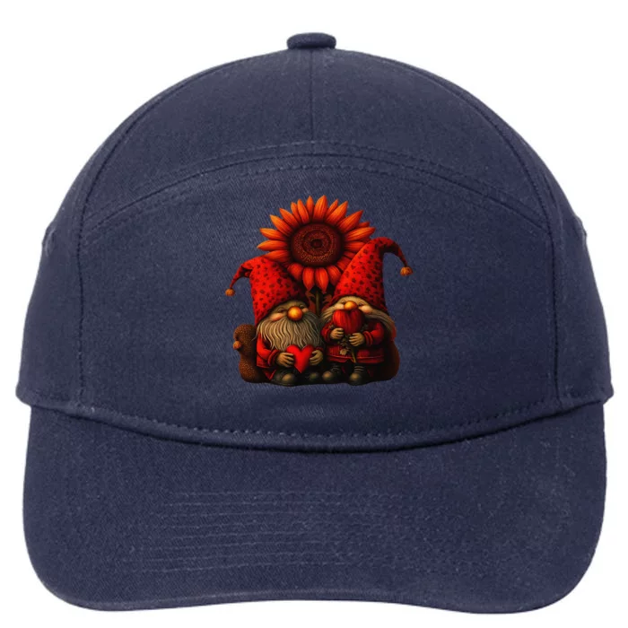 Happy Valentines Day Gnomes With Leopard Sunflower Valentine Day Love 7-Panel Snapback Hat