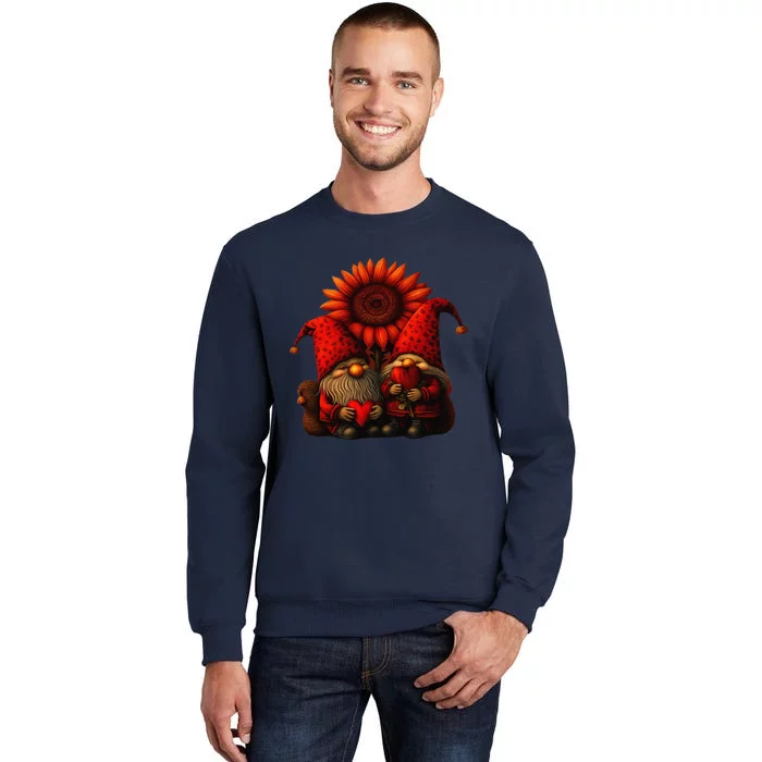 Happy Valentines Day Gnomes With Leopard Sunflower Valentine Day Love Tall Sweatshirt