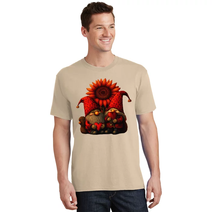 Happy Valentines Day Gnomes With Leopard Sunflower Valentine Day Love T-Shirt