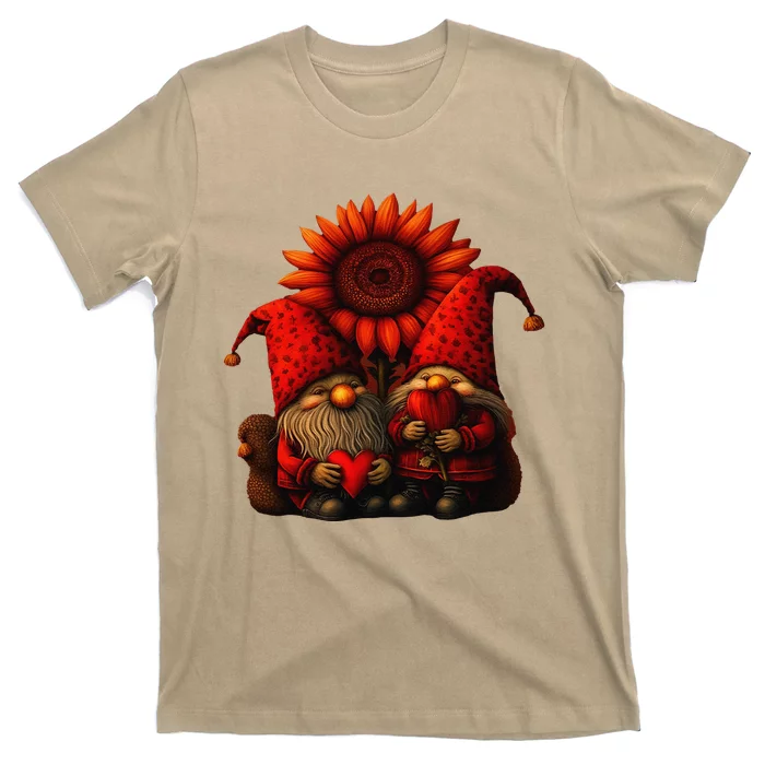 Happy Valentines Day Gnomes With Leopard Sunflower Valentine Day Love T-Shirt