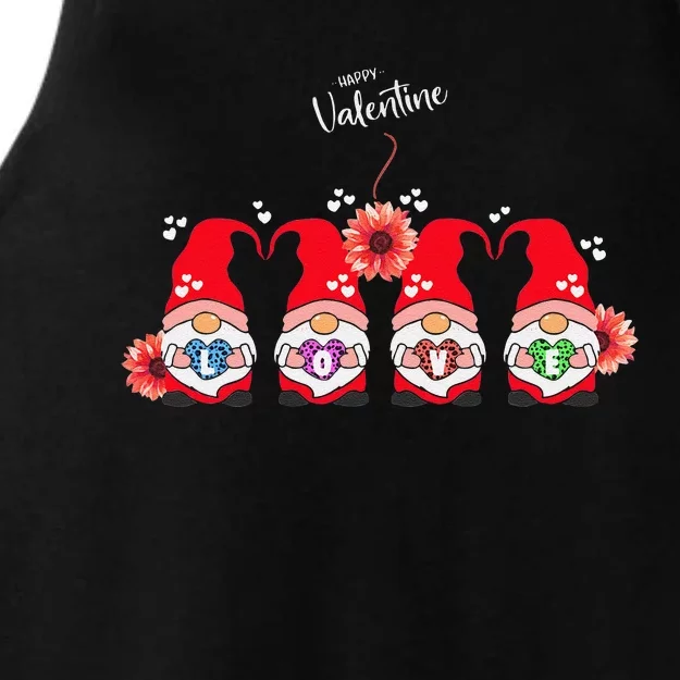 Happy Valentines Day Gnomes With Leopard Sunflower Valentine Day Ladies Tri-Blend Wicking Tank