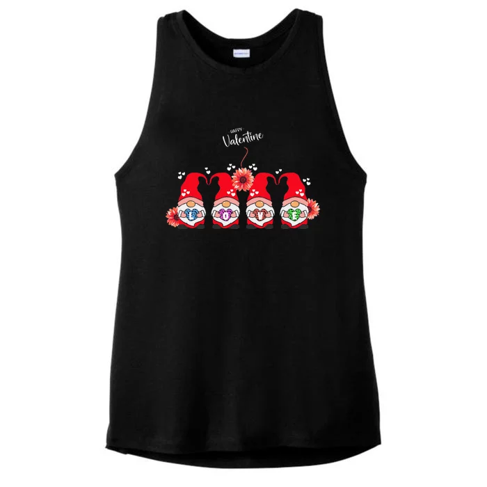 Happy Valentines Day Gnomes With Leopard Sunflower Valentine Day Ladies Tri-Blend Wicking Tank