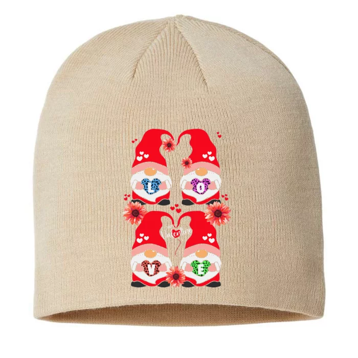 Happy Valentines Day Gnomes With Leopard Sunflower Valentine Days 8 1/2in Sustainable Knit Beanie