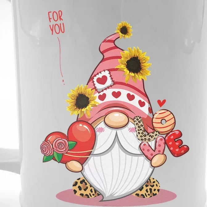 Happy Valentines Day Gnomes With Leopard Sunflower Valentine Funny Love Front & Back Beer Stein