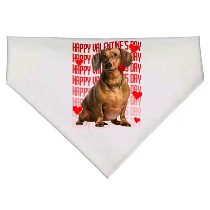 Happy Valentines Day Dachshund Dog & Red Hearts Gift For Boy Girl USA-Made Doggie Bandana