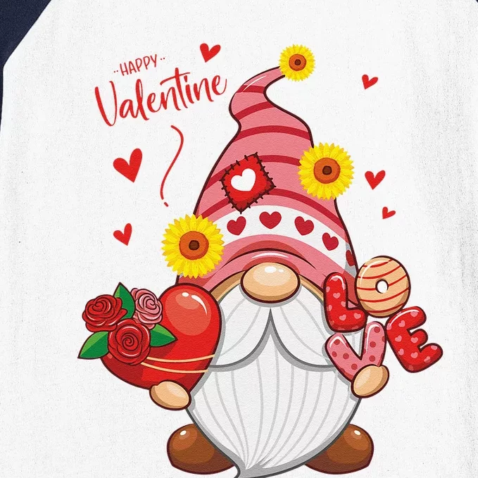 Happy Valentines Day Gnomes With Leopard Sunflower Valentine Love Cute Baseball Sleeve Shirt