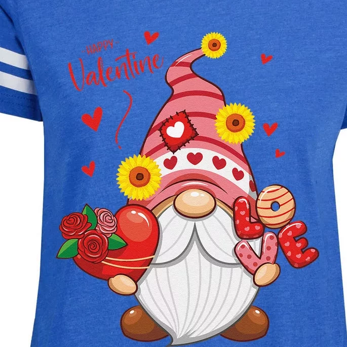 Happy Valentines Day Gnomes With Leopard Sunflower Valentine Love Cute Enza Ladies Jersey Football T-Shirt