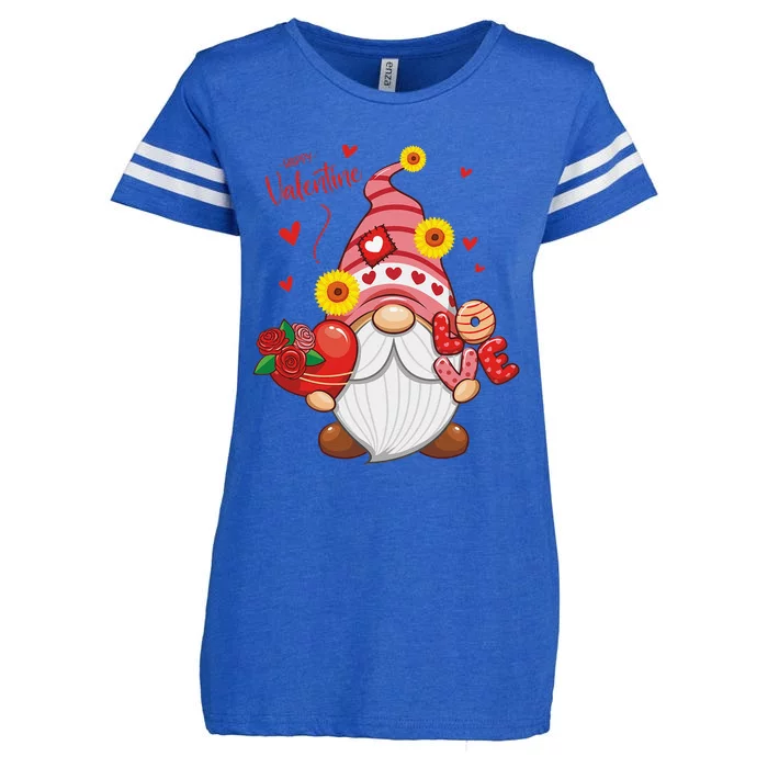 Happy Valentines Day Gnomes With Leopard Sunflower Valentine Love Cute Enza Ladies Jersey Football T-Shirt