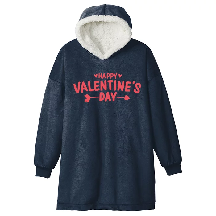 Happy Valentines Day Cute Holiday Gift Hooded Wearable Blanket