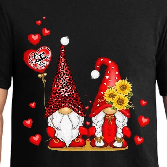 Happy Valentines Day Gnomes With Leopard Sunflower Valentine Love Happy Pajama Set