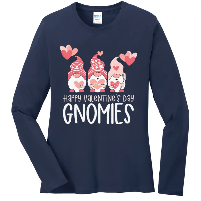 HAPPY VALENTINES DAY GNOMIES Gnome Lover Gift Three Gnomes Ladies Long Sleeve Shirt