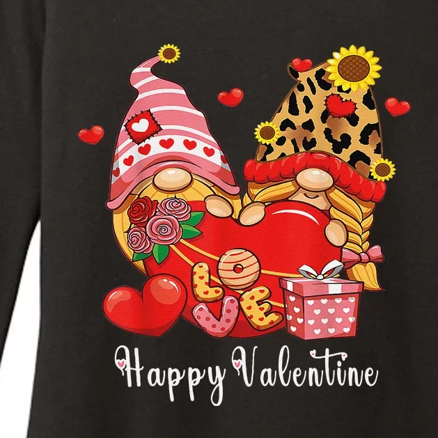 Happy Valentines Day Gnomes With Leopard Sunflower Valentine Love Womens CVC Long Sleeve Shirt