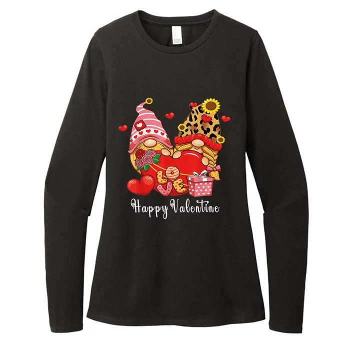 Happy Valentines Day Gnomes With Leopard Sunflower Valentine Love Womens CVC Long Sleeve Shirt