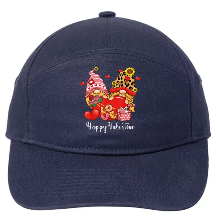 Happy Valentines Day Gnomes With Leopard Sunflower Valentine Love 7-Panel Snapback Hat