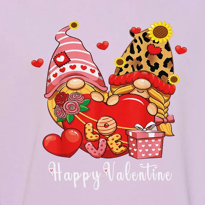 Happy Valentines Day Gnomes With Leopard Sunflower Valentine Love Garment-Dyed Sweatshirt