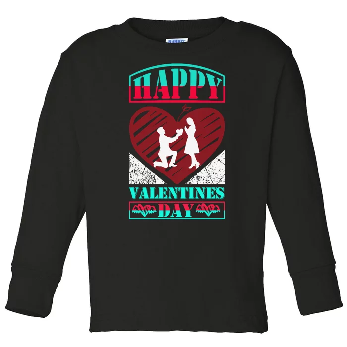 Happy Valentines Day Toddler Long Sleeve Shirt