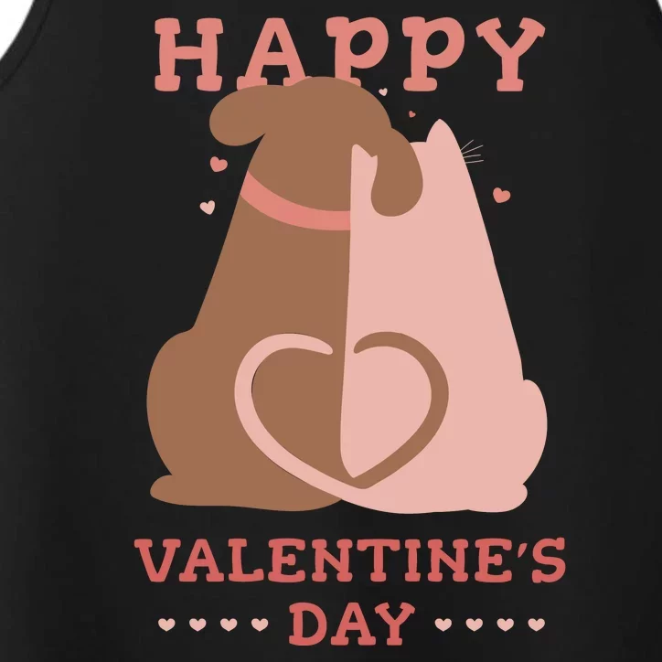 Happy Valentines Day Dog Tail Heart Performance Tank