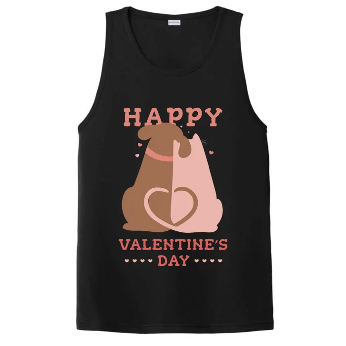 Happy Valentines Day Dog Tail Heart Performance Tank