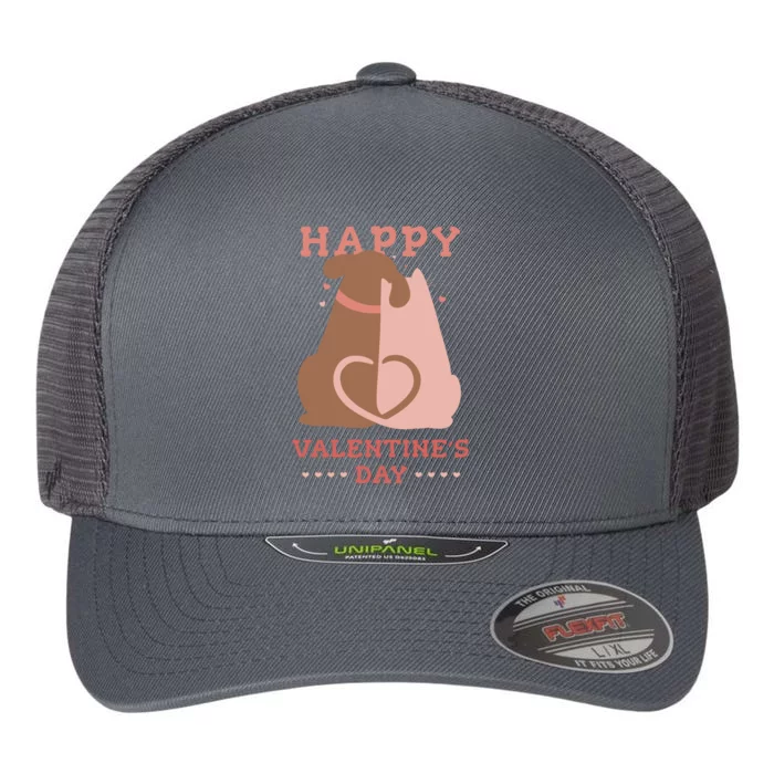 Happy Valentines Day Dog Tail Heart Flexfit Unipanel Trucker Cap